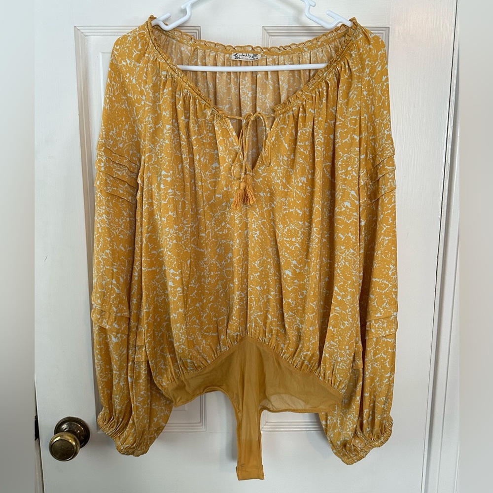Free People Yellow Floral Women's Bodysuit